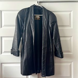 Vintage 80s Village de Cuir Black Leather Coat - Unisex X | Women’s XL